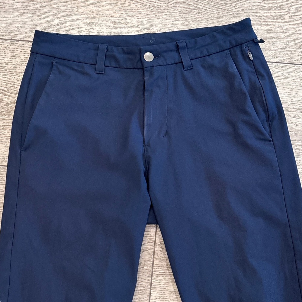 Lululemon Commission Slim Fit Pants Mens 31 Navy Blue ABC Technical Chino Golf - Picture 2 of 9